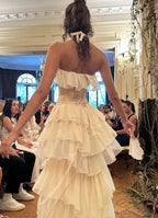 Gorgeous A-Line Strapless Chiffon Long Classy Prom Dress Classy Evening Dress
