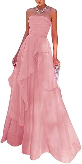 Gorgeous A Line Strapless Pink Long Classy Prom Dress