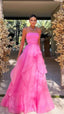 Gorgeous A Line Strapless Pink Long Classy Prom Dress