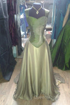 Gorgeous A Line Straps Floor Length Satin Retro Evening Dress Evening Prom Dress