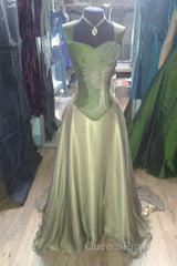 Gorgeous A Line Straps Floor Length Satin Retro Evening Dress Evening Prom Dress