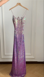 Gorgeous And Dazzling Backless Sequined Long Classy Prom Dress