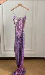 Gorgeous And Dazzling Backless Sequined Long Classy Prom Dress