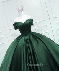 Gorgeous Ball Gown Green Satin Quinceanera Dress, Green Sweetheart Evening Dress