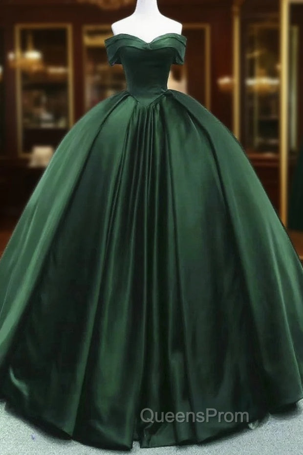 Gorgeous Ball Gown Green Satin Quinceanera Dress, Green Sweetheart Evening Dress Main image