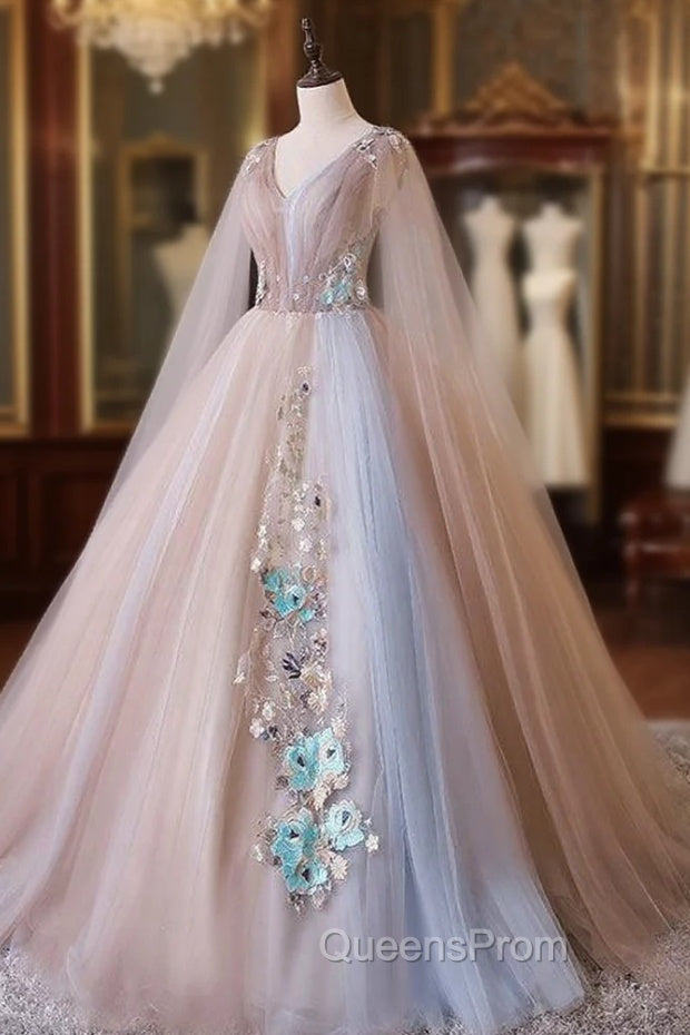 Gorgeous Ball Gown Tulle V-neckline Long Party Gown, New Evening Prom Dress
