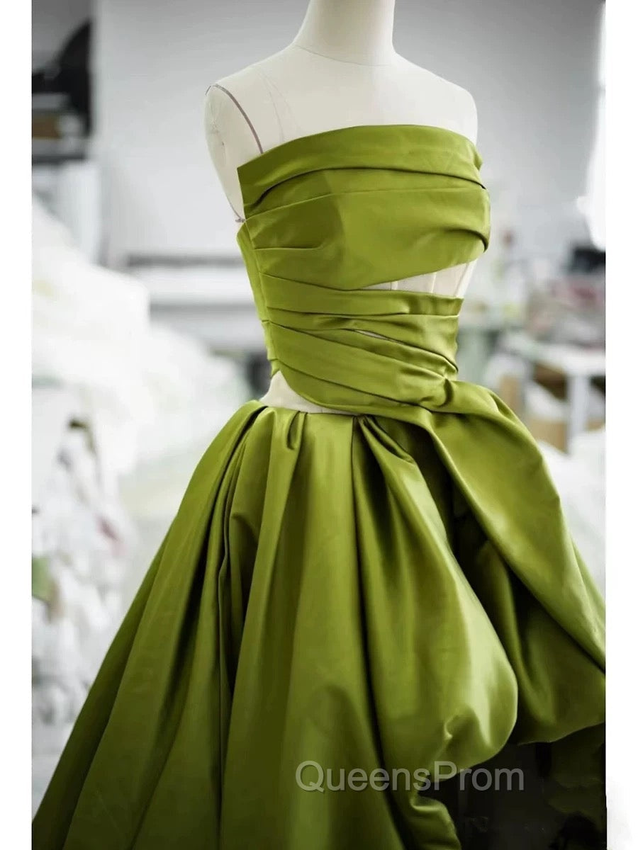 Gorgeous Balll Gown Strapless Green Satin Ruffles Long Evening Dress Evening Prom Dress Secondary image