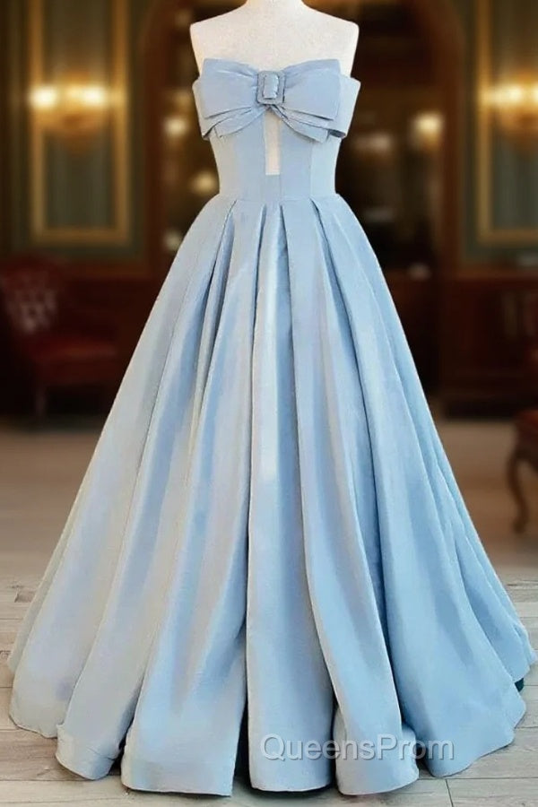 Gorgeous Balll Gown Sweetheart Blue Satin Long Evening Dress Evening Prom Dress Main image