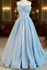 Gorgeous Balll Gown Sweetheart Blue Satin Long Evening Dress Evening Prom Dress