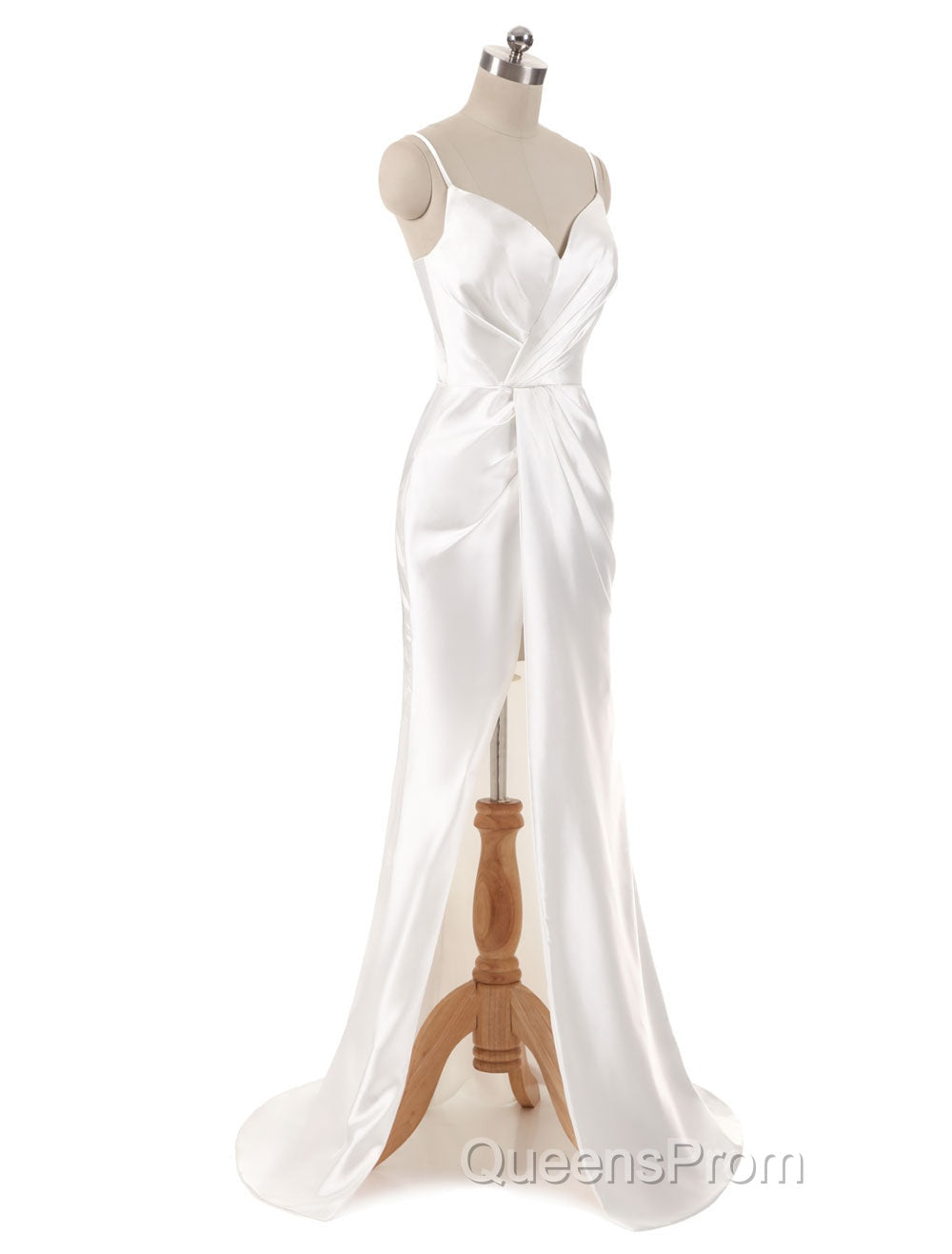 Gorgeous Beach Wedding Dress Mermaid Sleeveless Evening Dress V Neck Straps Split Ivory Bridal Gown With Court Train