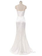 Gorgeous Beach Wedding Dress Mermaid Sleeveless Evening Dress V Neck Straps Split Ivory Bridal Gown With Court Train