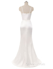 Gorgeous Beach Wedding Dress Mermaid Sleeveless Evening Dress V Neck Straps Split Ivory Bridal Gown With Court Train