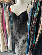 Gorgeous Black And Gray Gradient Beaded Chiffon Long Classy Prom Dress