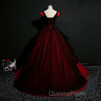 Gorgeous Black And Red Embroidery Quinceanera Dress, Lace Applique Tulle Gowns