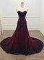 Gorgeous Black And Wine Red Mermaid Long Classy Evening Gown Party Dress, Sweetheart Lace Classy Dress