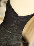 Gorgeous Black Evening Dress Mermaid Luxury Heavy Beaded Straps Long Evening Dress