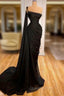 Gorgeous Black One Shoulder Mermaid Evening Prom Dress Long Ruffles