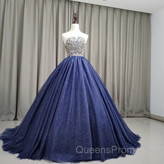 Gorgeous Blue Ball Gown Sweet 16 Party Dress, Blue Handmade Evening Gown
