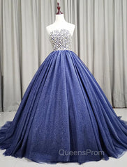 Gorgeous Blue Ball Gown Sweet 16 Party Dress, Blue Handmade Evening Gown