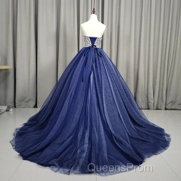 Gorgeous Blue Ball Gown Sweet 16 Party Dress Handmade Formal Gown Off Shoulder Evening Prom Dress