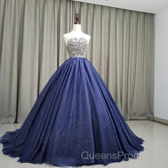 Gorgeous Blue Ball Gown Sweet 16 Party Dress Handmade Formal Gown Off Shoulder Evening Prom Dress