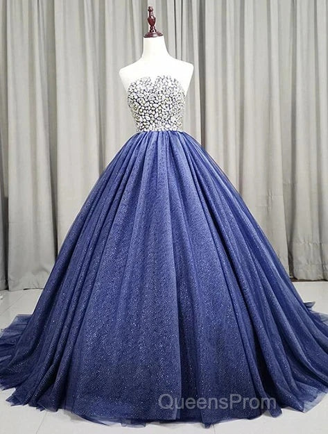 Gorgeous Blue Ball Gown Sweet 16 Party Dress Handmade Formal Gown Off Shoulder Evening Prom Dress