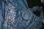 Gorgeous Blue Off-Shoulder Sequined 3D Floral Satin Long Classy Prom Dress