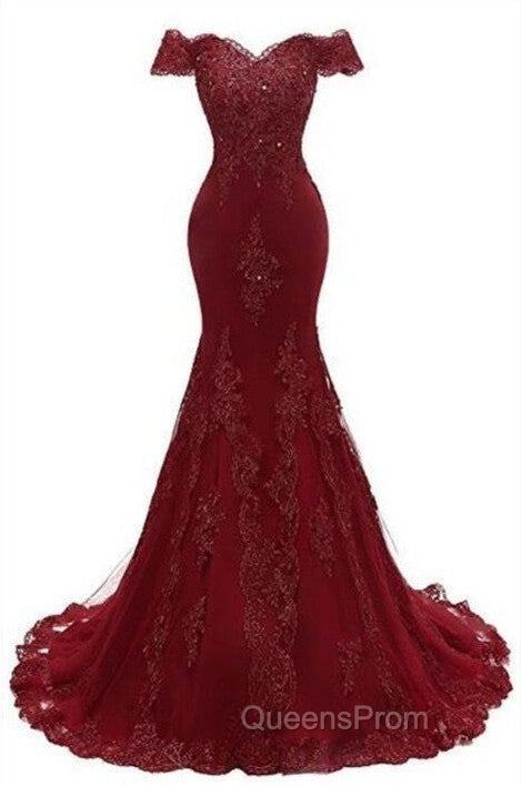 Gorgeous Burgundy Evening Prom Party Gowns| Mermaid Lace Evening Gowns Secondary image