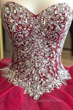 Gorgeous Crystal Beaded Bodice Corset Organza Ruffles Quinceanera Dress Ball Gowns