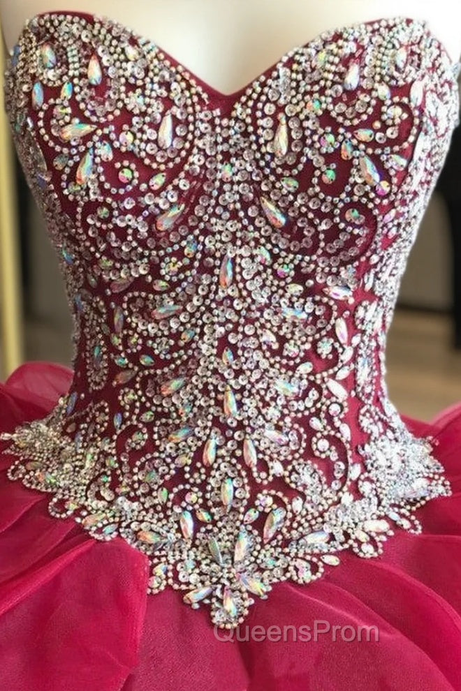 Gorgeous Crystal Beaded Bodice Corset Organza Ruffles Quinceanera Dress Ball Gowns