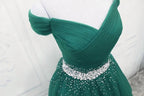 Gorgeous Dark Green Tulle Off Shoulder Long Party Dress, Classy Prom Gown