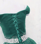 Gorgeous Dark Green Tulle Off Shoulder Long Party Dress, Classy Prom Gown
