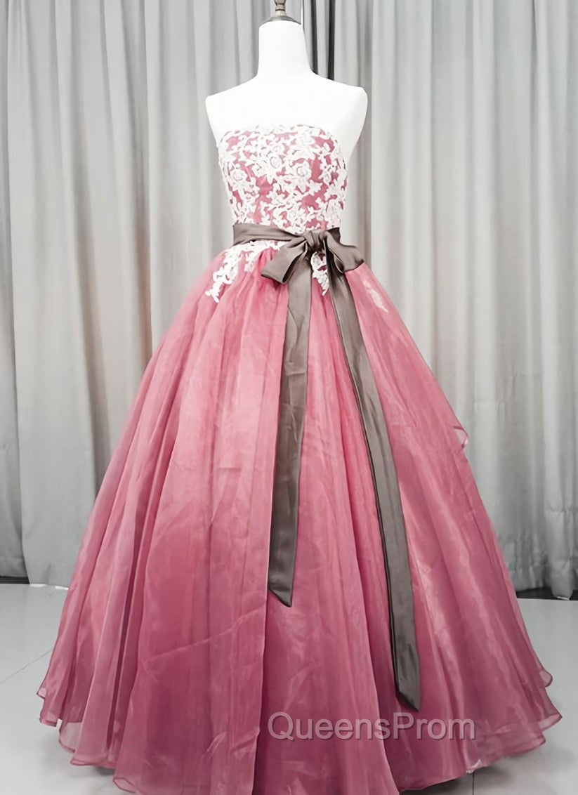 Gorgeous Dark Pink Organza with Lace Evening Gown, Quinceanera Dress Main image