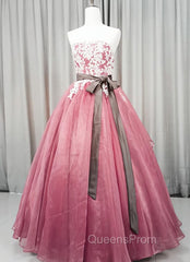 Gorgeous Dark Pink Organza with Lace Evening Gown, Quinceanera Dress