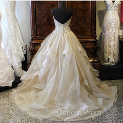 Gorgeous Embroidery Beading Sweetheart Organza Layered Wedding Ball Gown Dress