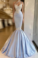 Gorgeous Halter Mermaid Evening Prom Dress Long With Lace Appliques