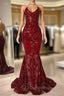 Gorgeous Halter V-Neck Sleeveless Mermaid Evening Prom Dress Sequins Long