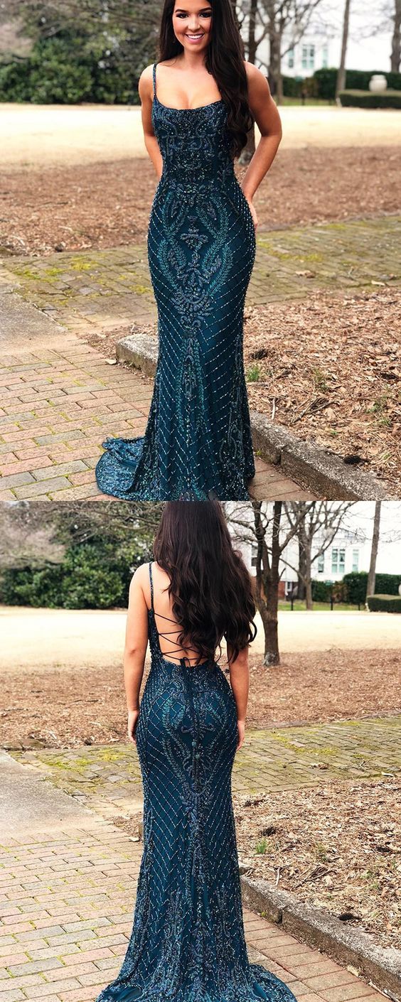 Gorgeous Square Neck Beading Mermaid Classy Evening Classy Prom Dress