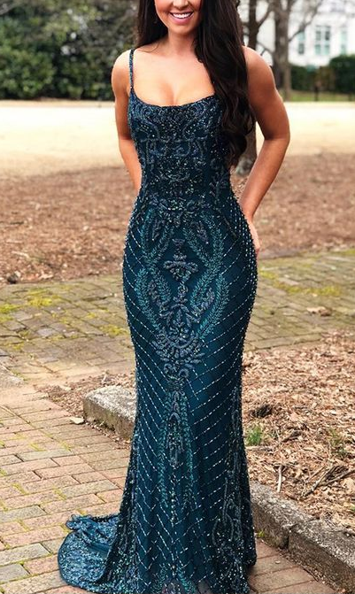 Gorgeous Square Neck Beading Mermaid Classy Evening Classy Prom Dress