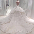 Gorgeous Long Off The Shoulder Beadings Ball Gown Wedding Dress