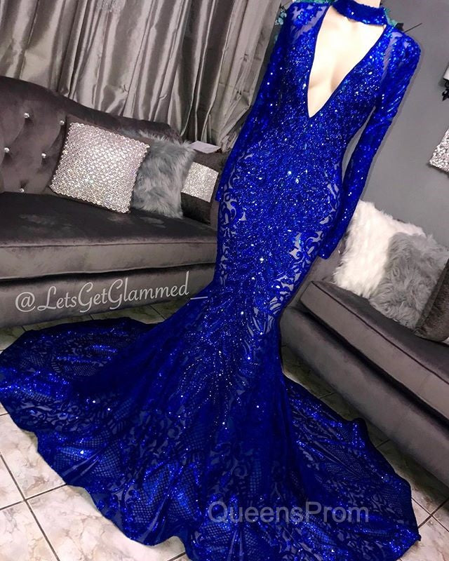 Gorgeous Mermaid Long Sleevess Deep V-neck Lace Applique Evening Prom Dress Secondary image