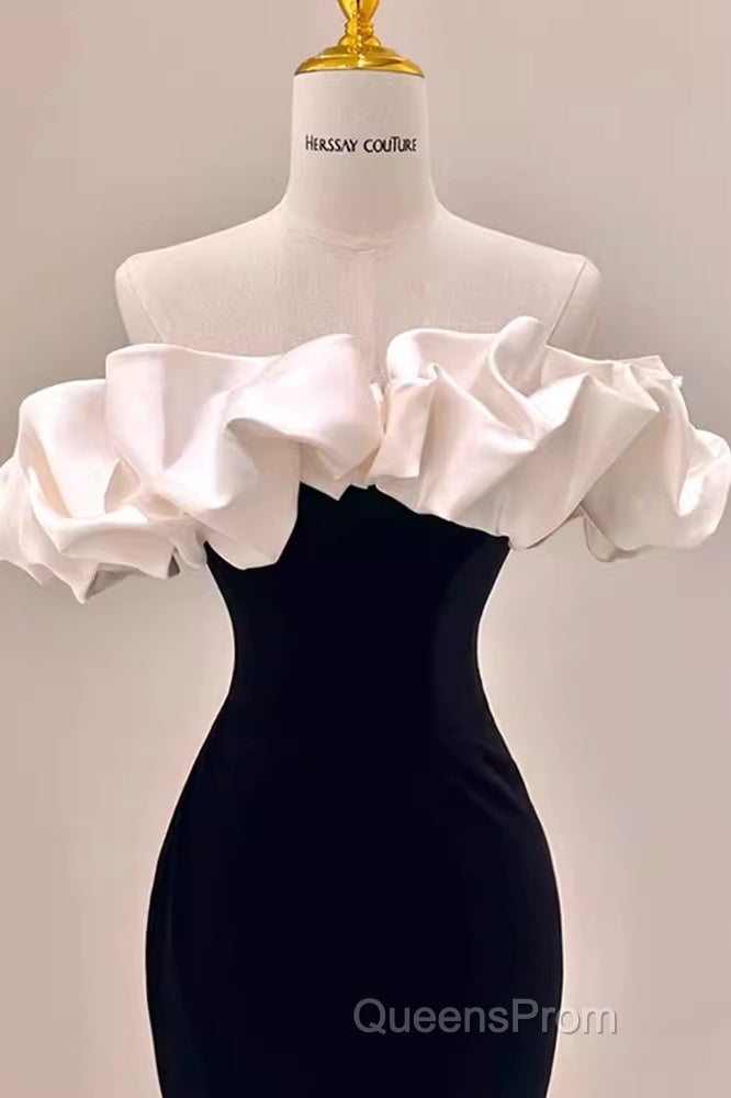 Gorgeous Mermaid Off The Shoulder Black Evening Prom Dress