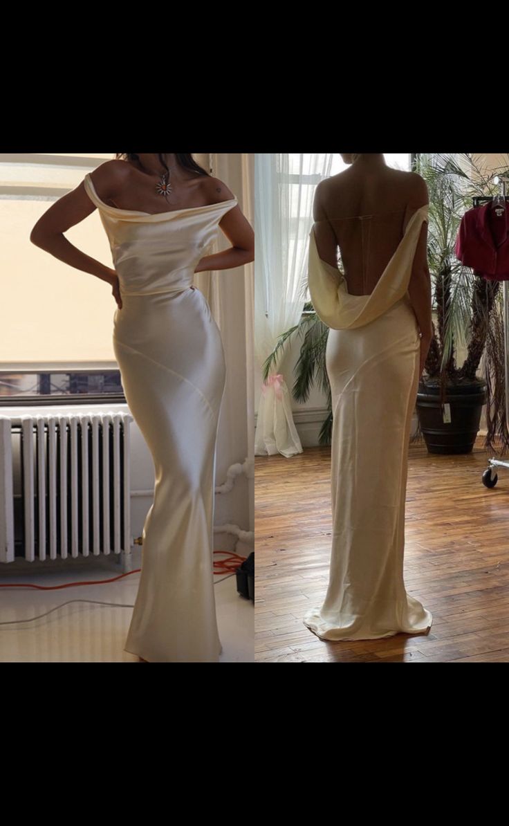 Gorgeous Mermaid Off The Shoulder Floor-Length Satin Classy Evening Dress Classy Prom Dress Main image