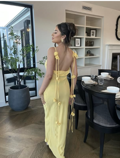 Gorgeous Mermaid Spaghetti Straps Floor Length Floral Yellow Classy Evening Dress Classy Prom Dress