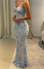 Gorgeous Mermaid Spaghetti Straps Satin Applique Long Classy Prom Dress,Classy Dress