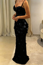 Gorgeous Mermaid Spaghetti Straps Satin Applique Long Classy Prom Dress,Classy Dress