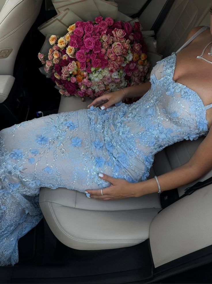 Gorgeous Mermaid Spaghetti Straps Satin Applique Long Classy Prom Dress,Classy Dress Main image