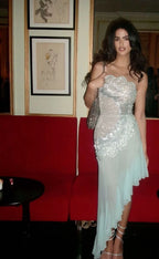Gorgeous Mermaid Strapless Chiffon Blue Classy Prom Dress Classy Evening Dress
