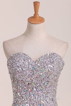 Gorgeous Mermaid Strapless Purple Beaded Long Evening Prom Dress, Mermaid Purple Beaded Formal Evening Dress, Purple Ball Gown