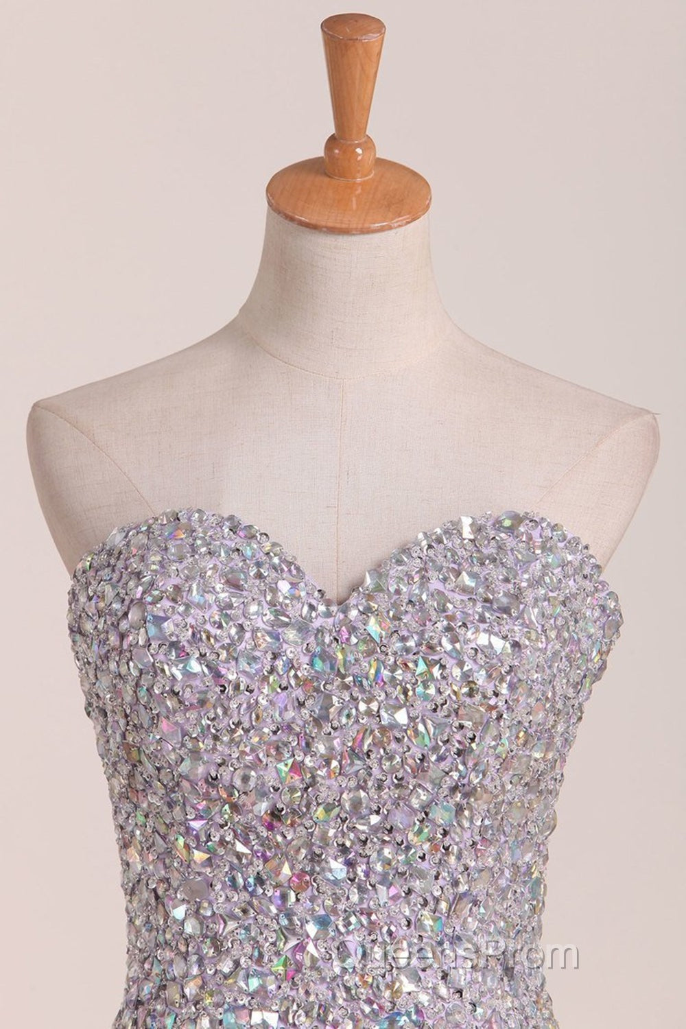 Gorgeous Mermaid Strapless Purple Beaded Long Evening Prom Dress, Mermaid Purple Beaded Formal Evening Dress, Purple Ball Gown